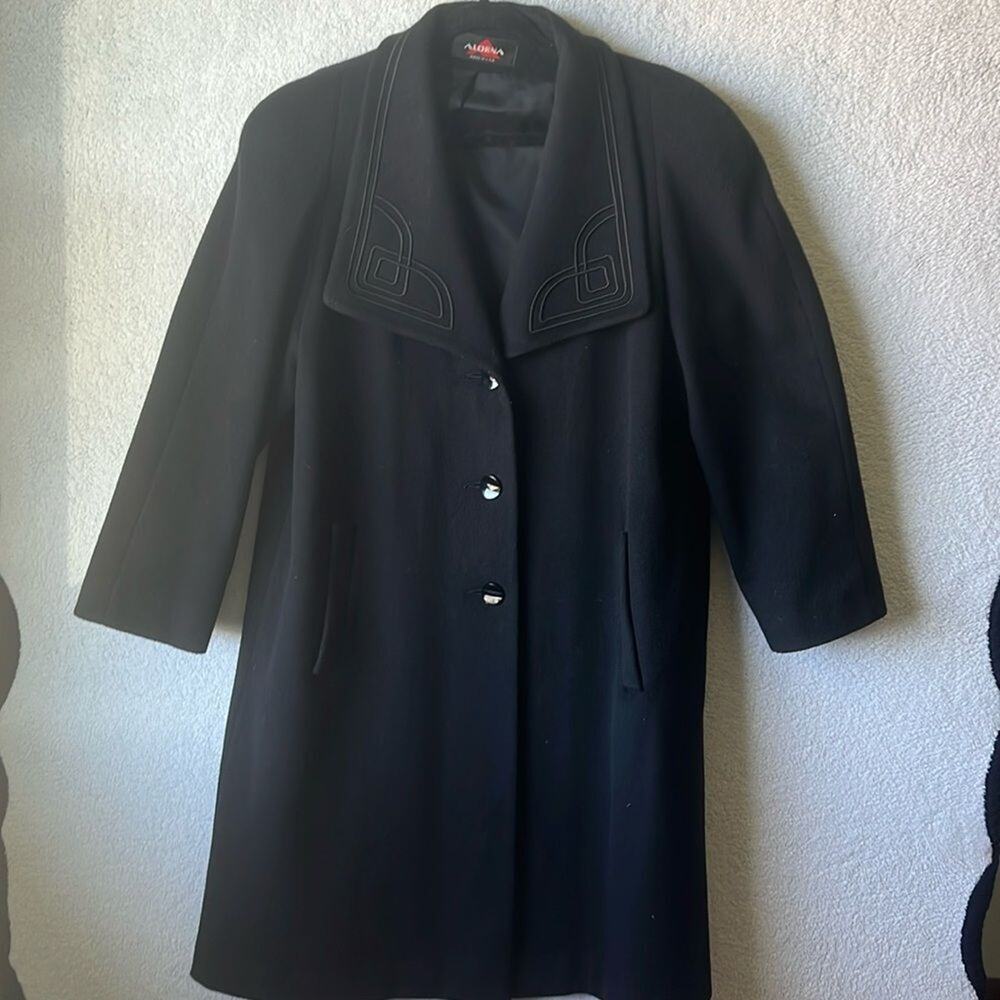 Forstmann Alorna Womens Wool Blend Coat Made in USA Union Tag Black Mid Length